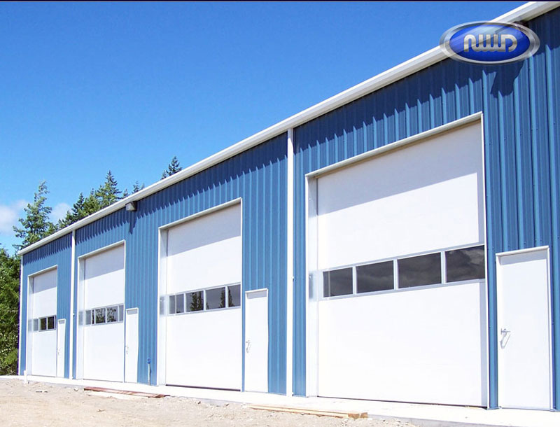 Exterior View of a commercial building with large Garage doors